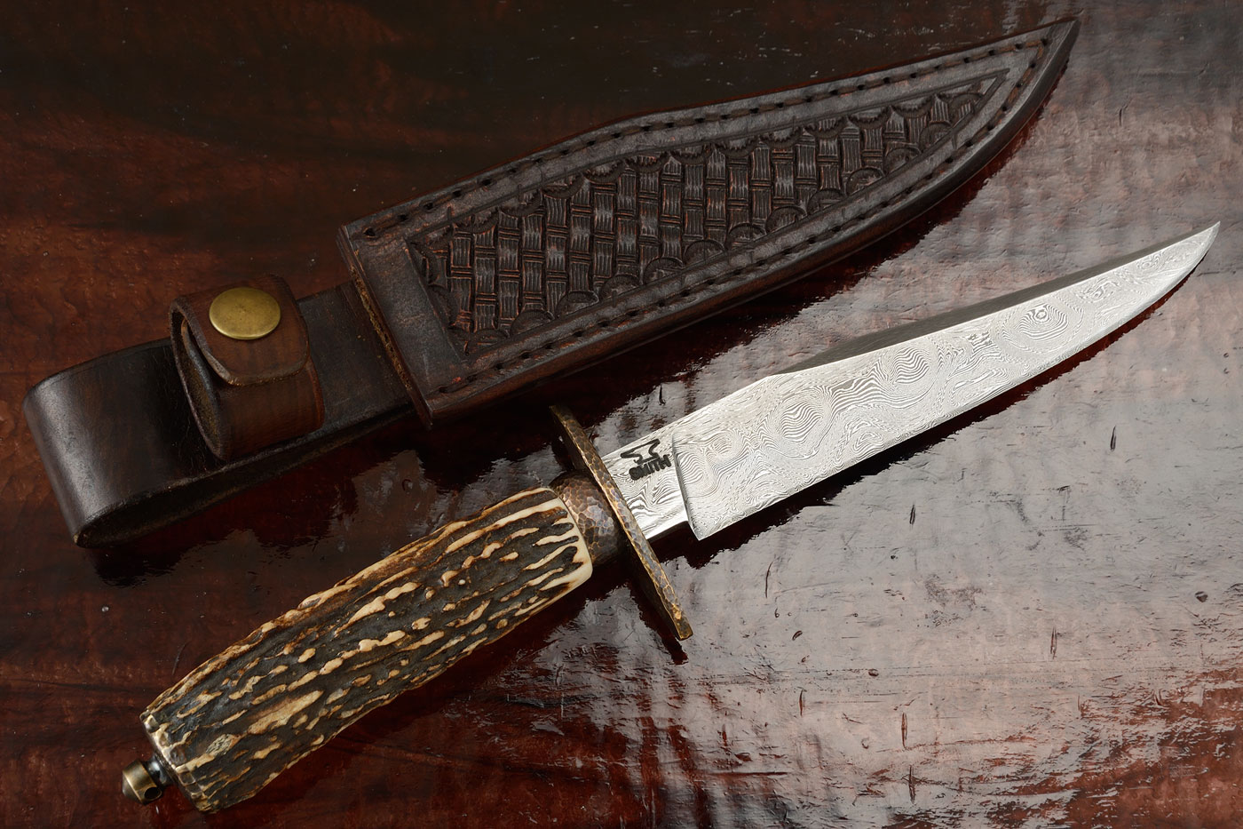 Damscus Vest Bowie with Stag
