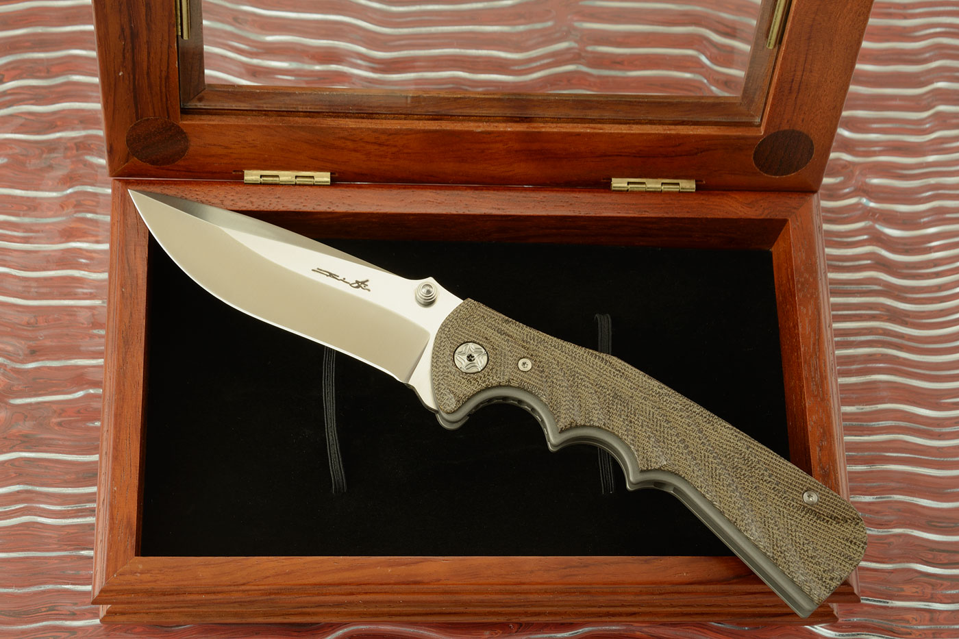 Spicy Tighe Assisted Action with Sculpted Green Micarta - BG42