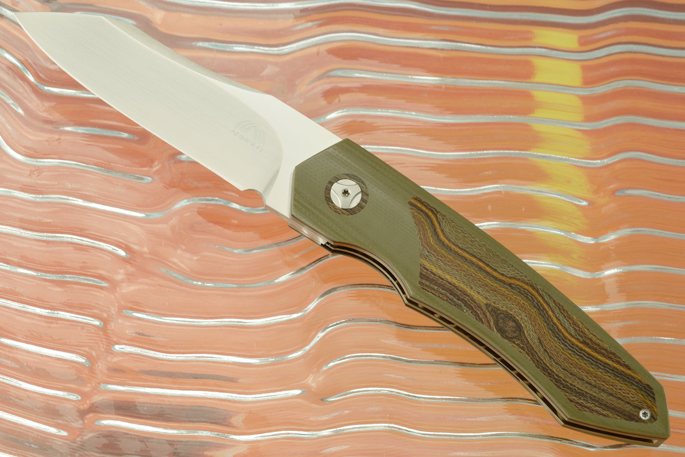 Mini Simba Front Flipper with Green G10 and Unique Micarta (IKBS) - M390