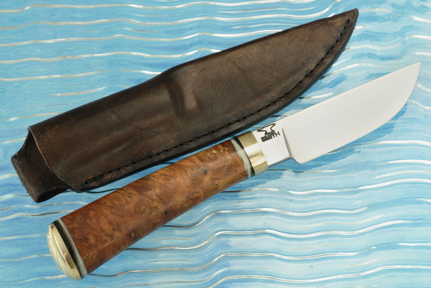 Drop Point Hunter with Pepperwood Burl and Kudu Horn