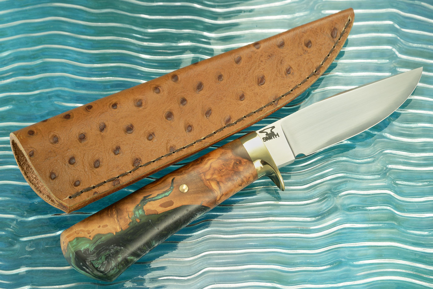 Forged Clip Point Hunter with Green Shokwood