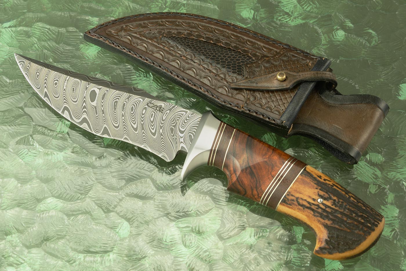 Damascus Fighter with Ironwood and Stag