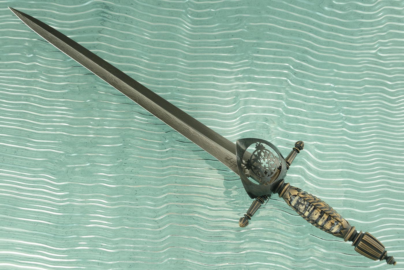 Damascus Parrying Dagger with Mammoth Molar