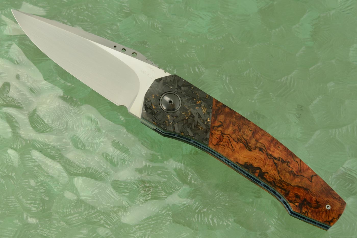 Front Flipper with Ironwood and Copperflake Shred Carbon Fiber - M390