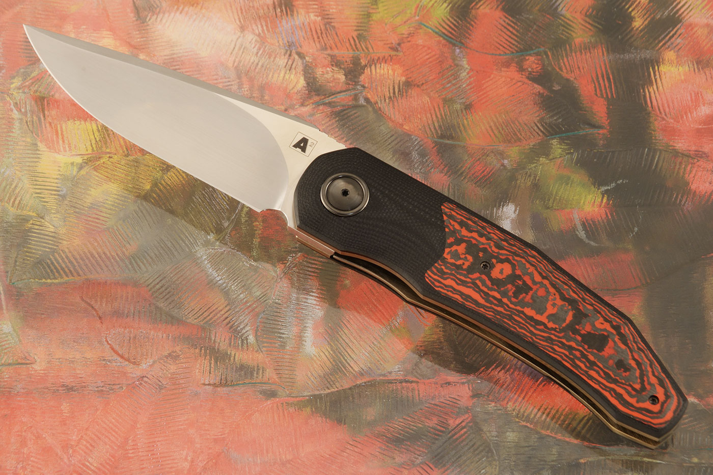 A9 Front Flipper with Black G10 and Lavaflow FatCarbon (Ceramic IKBS) - M390