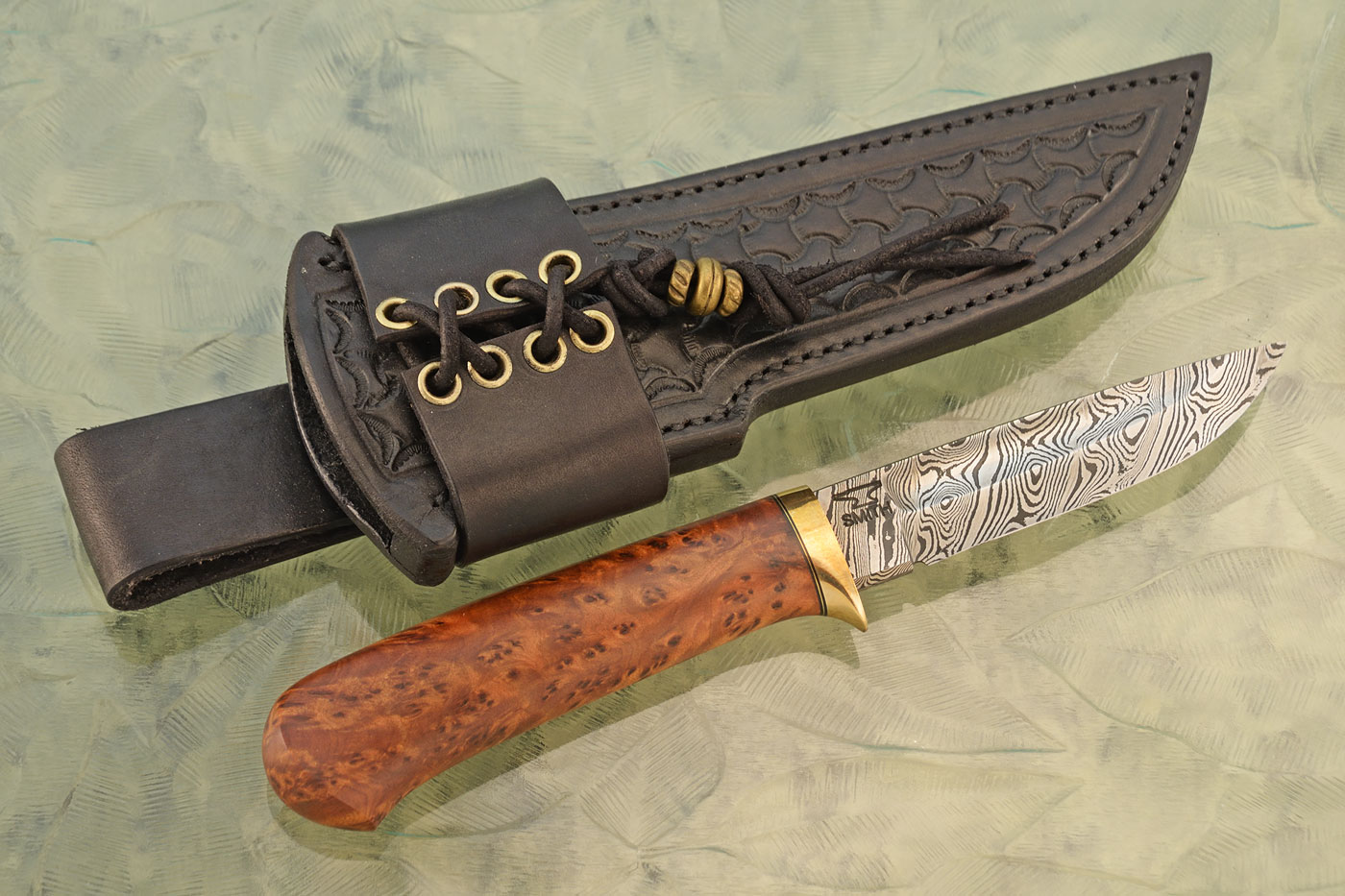 Damascus Trapper with Thuya Burl