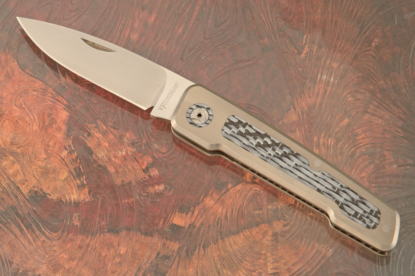 Pointer Slipjoint with Titanium and Black & White Carbon Fiber Inlays - M390