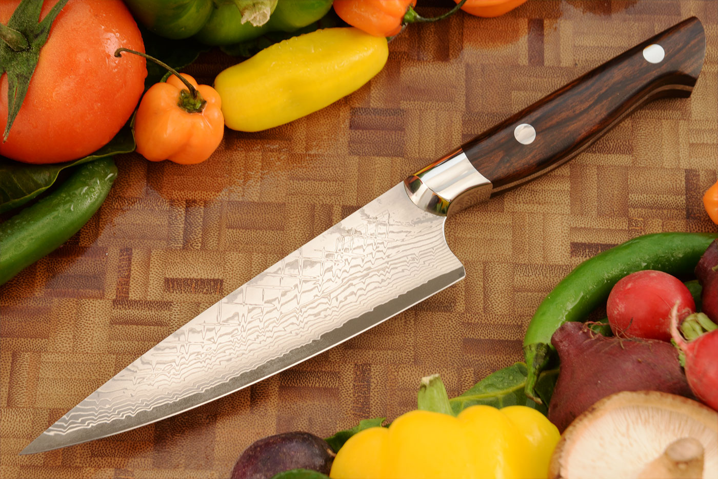 Damascus San Mai Chef's Knife (6 in.) with Ironwood