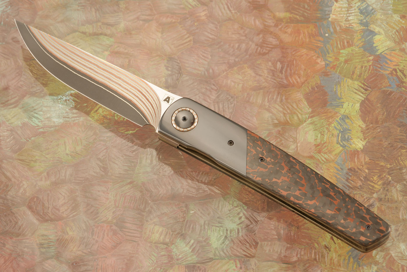 A10 Dress Front Flipper with Copper Snakeskin FatCarbon, Zirconium and Super Conductor (Ceramic IKBS) - Stainless Yu-Shoku