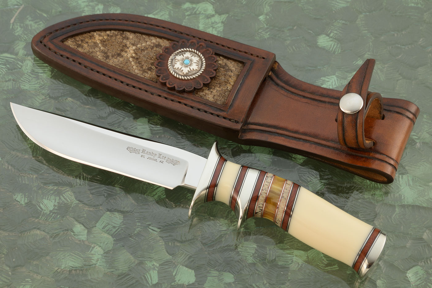 Sub-Hilt Fighter with Synthetic Ivory, Oosic, Micarta, and Amber