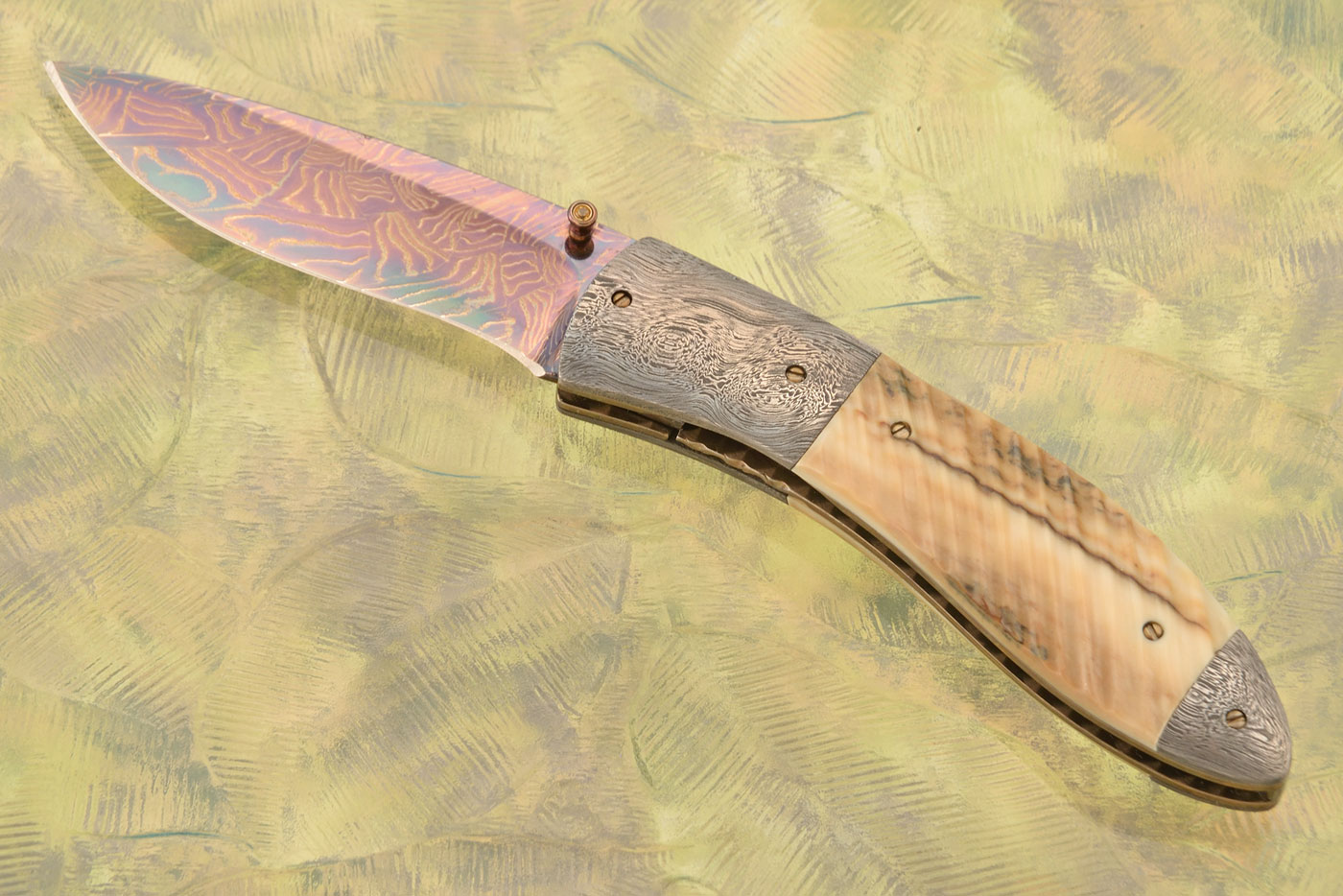 Folder with Fluted Mammoth Ivory and Mosaic Damascus