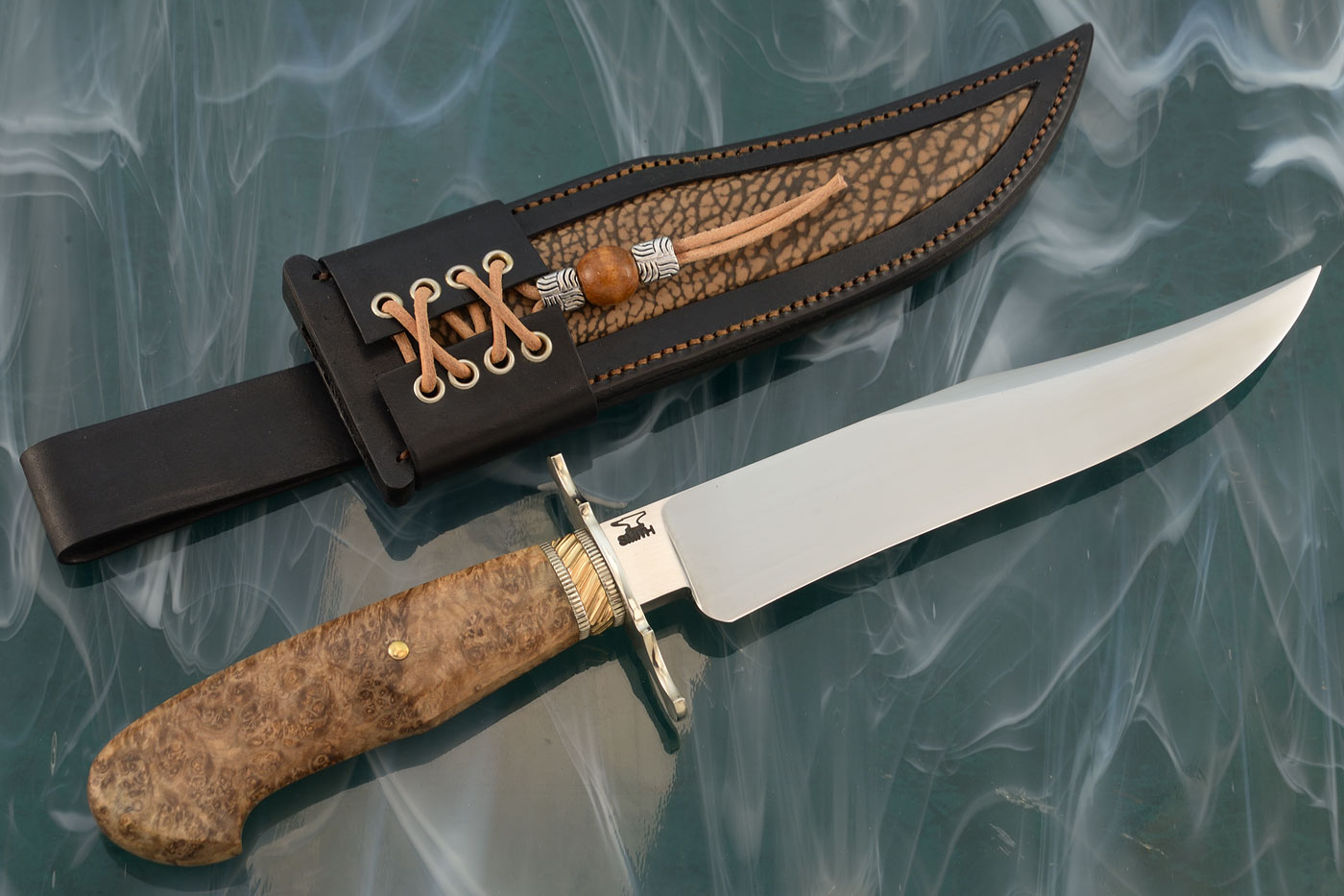 Forged Vest Bowie with Amboyna Burl