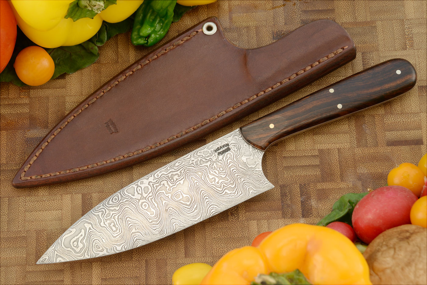 Damascus Chef's Knife (5 in.) with Ironwood