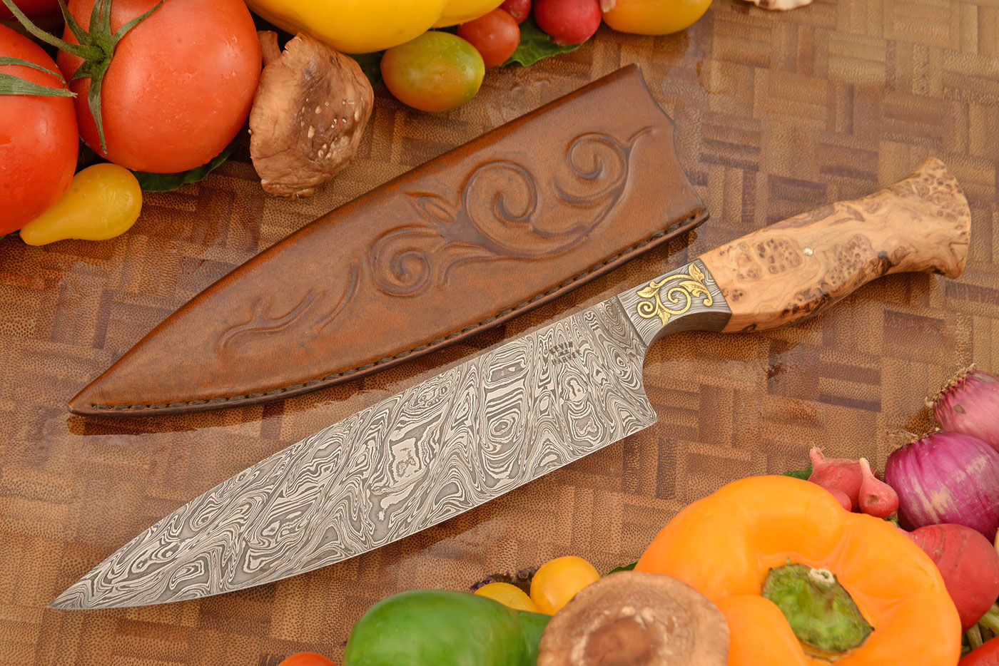 Integral Damascus Chef's Knife (7 in.) with Olivewood