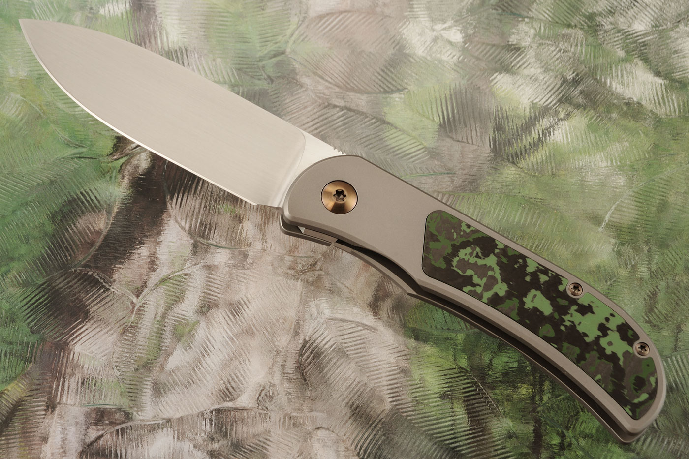 LEXK SFL Framelock Front Flipper with FatCarbon Inlay - Satin Finish, Drop Point