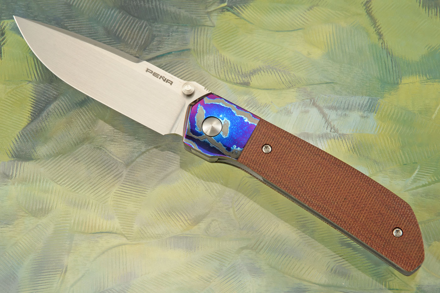 Mula Front Flipper with Natural Micarta and Black Timascus - CPM-154