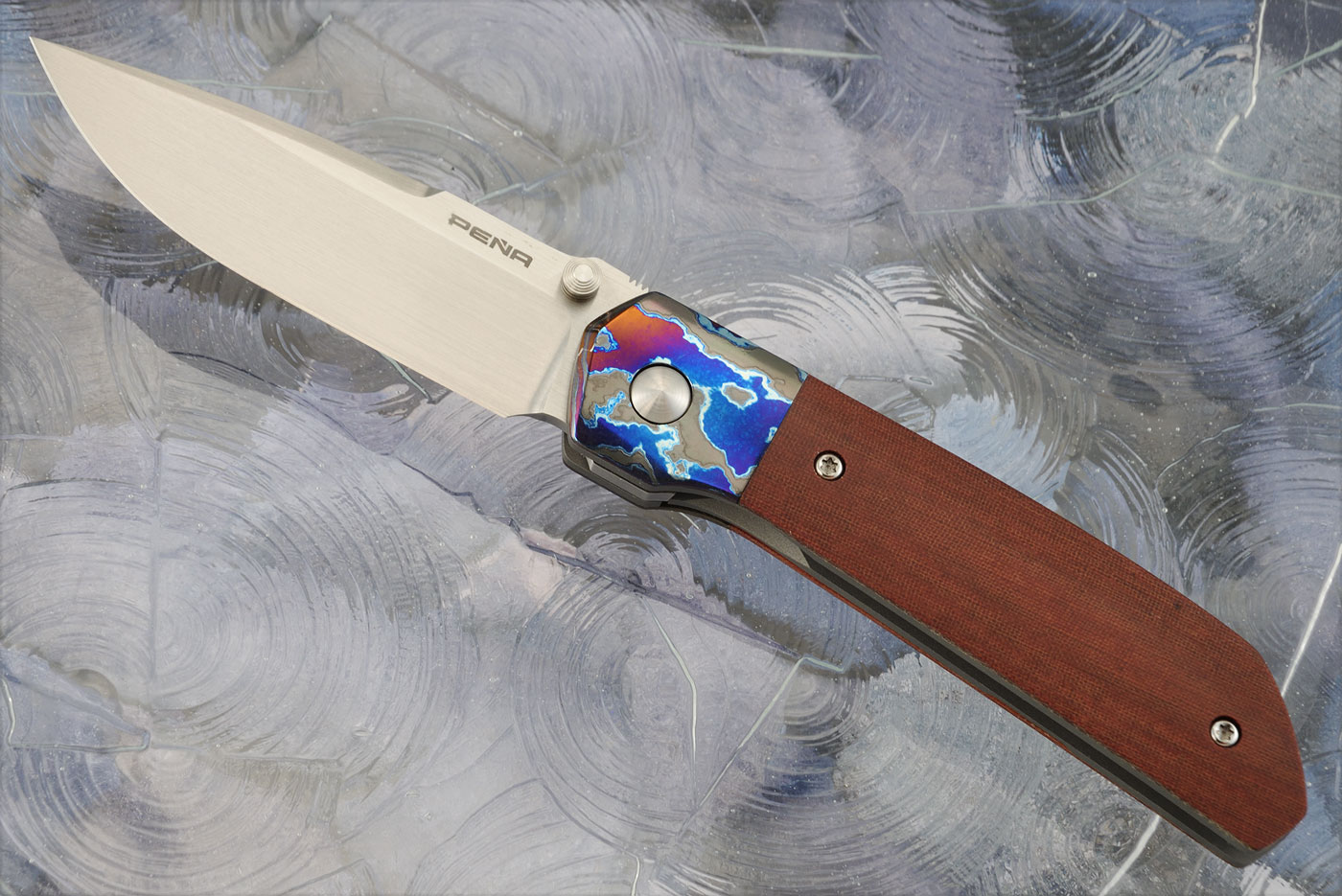 Mula Front Flipper with Natural Micarta and Black Timascus - CPM-154
