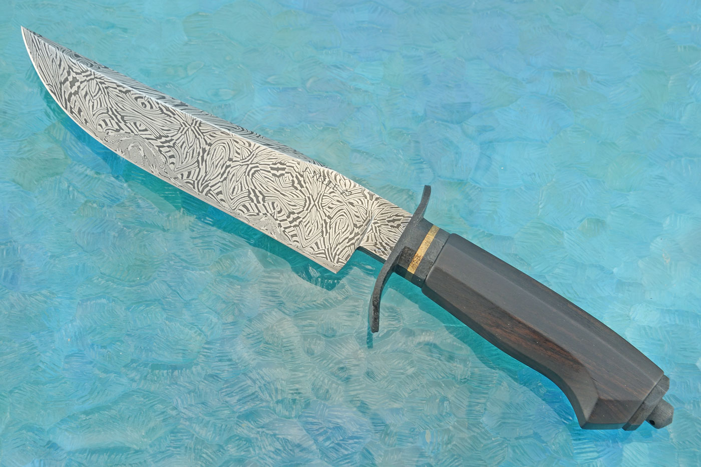 Mosaic Damascus Bowie with African Blackwood (Lisch/Yelle Collaboration)
