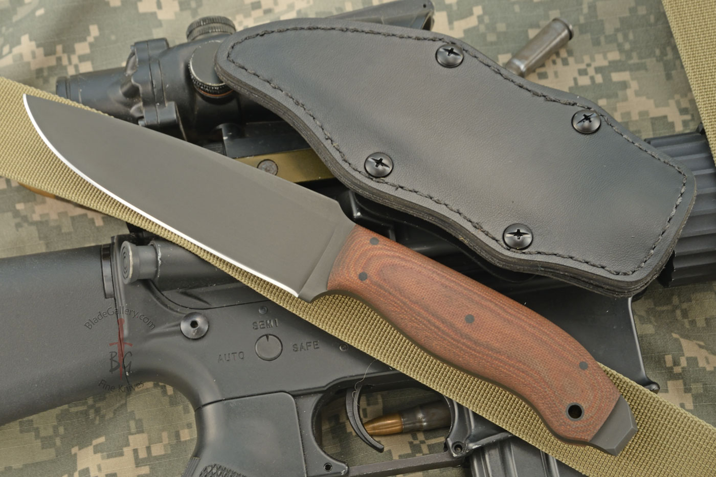 Drop Point Crusher Belt Knife with Tan Laminate