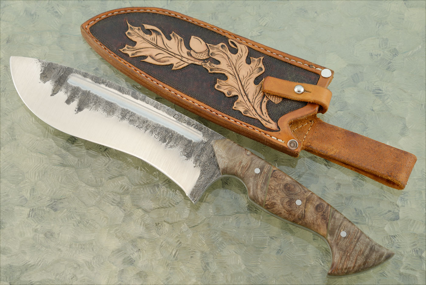 Forged Recurve Chopper with Maple Burl