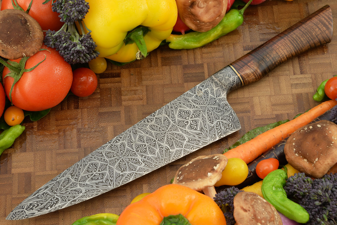 Integral Mosaic Damascus Chef Knife (8-1/4 in.) with Curly Koa