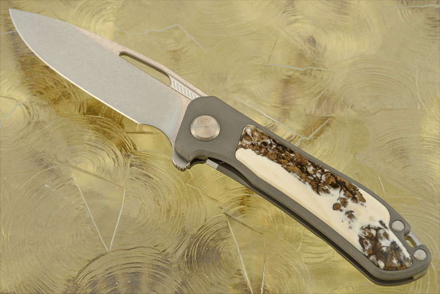 Orca 2.0 Frame Lock Flipper with Dyed Warthog Tusk Inlay - Stonewash M390 - Serial 187