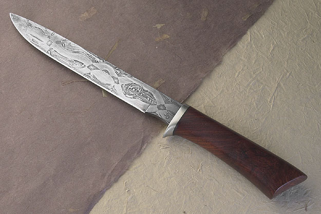Mosaic Damascus Cocobolo Fighter With Cocobolo Handle