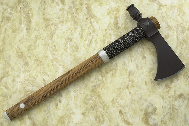 Hammer Pole Tomahawk with Bocote and Black & Natural Sinew Wrap