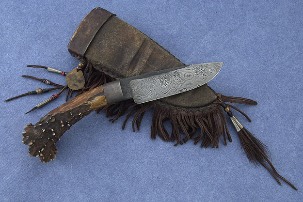 Stag and Damascus Belt Knife
