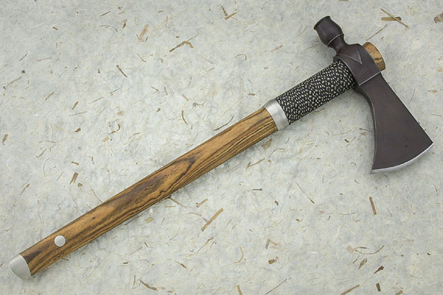 Hammer Pole Tomahawk with Bocote and Black & Natural Sinew Wrap