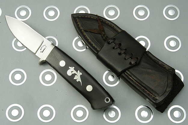 African Blackwood Drop Point Hunter with Nickel Silver Inlay