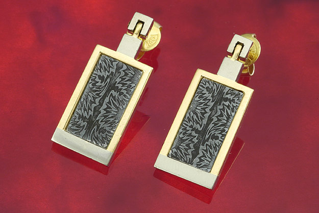 Damascus and Gold Earrings