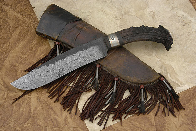 Large Damascus Belt Knife