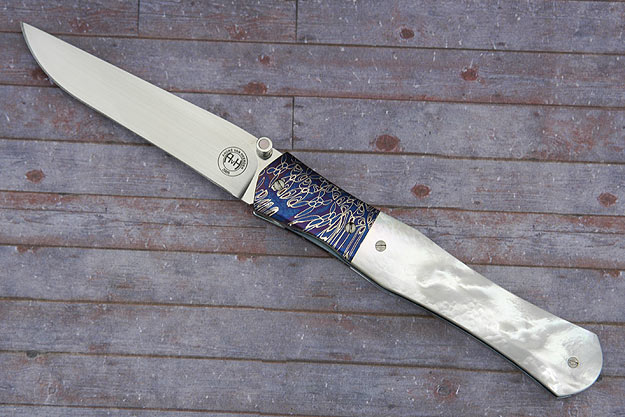 M11 with Blued Mosaic Damascus and Pearl