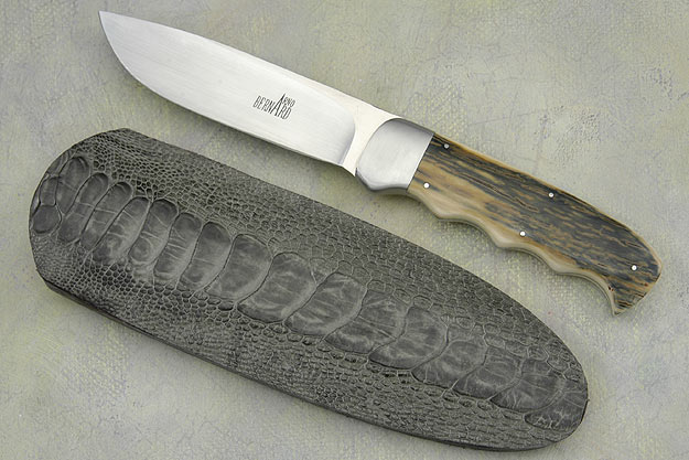 Finger-Grooved Drop Point Hunter with Mammoth Ivory