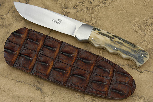 Finger-Grooved Drop Point Hunter with Mammoth Ivory