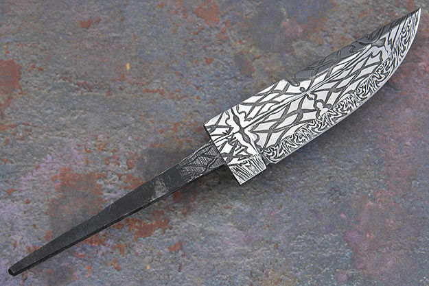 Radial Diamond Mosaic Damascus Blade (3 1/3