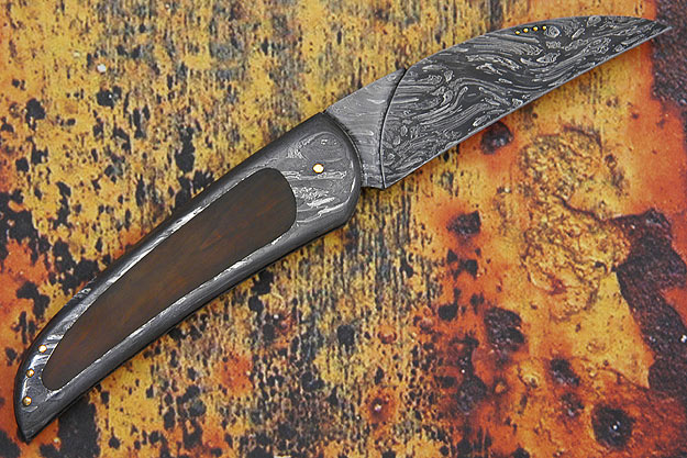 Backlock with Damascus Interframe<br>featured in David Darom's <i>The Art of Modern Custom Knifemaking</i><br>