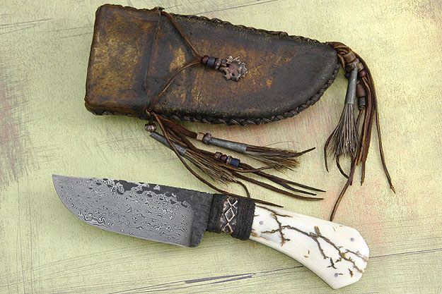 Small Hunter with Damascus and Mammoth Ivory