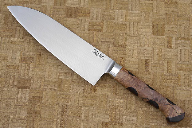 Santoku with Spalted Maple Burl and Curly Koa
