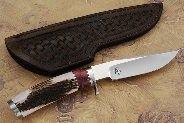 Bow Hunter with Elk and Red Box Elder Burl