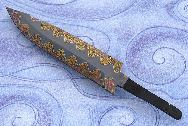 Clip Point Zipper Weld Mosaic Damascus Blade