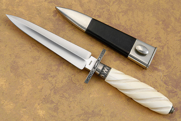Engraved Boot Knife with Fluted Ivory