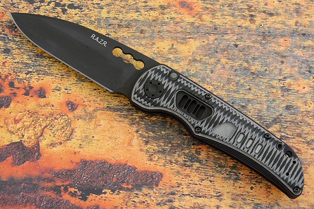 R.A.Z.R. with DLC Blade and Black & Gray Grooved G10