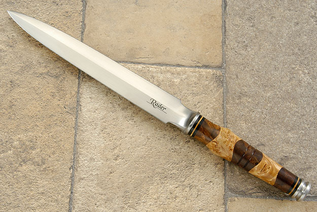 Integral Dagger with Peruvian Walnut and Maple Burls<br>Journeyman Smith Test Knife