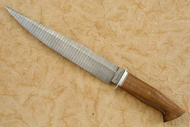 Ladder Pattern Damascus Fighter with Curly Koa