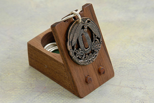 Dragonfly and Cherry Blossoms Tsuba Pendant