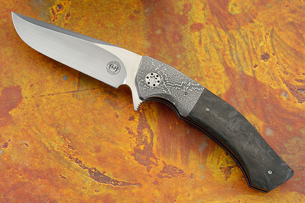 M16 Flipper with Marbled Carbon Fiber and Damascus (IKBS)