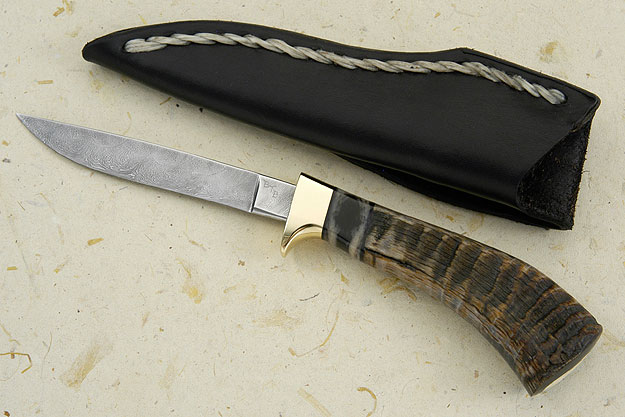 Damascus Bird and Trout with Black Sheep Horn