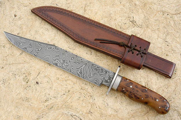 Damascus Bowie with Thuya Burl